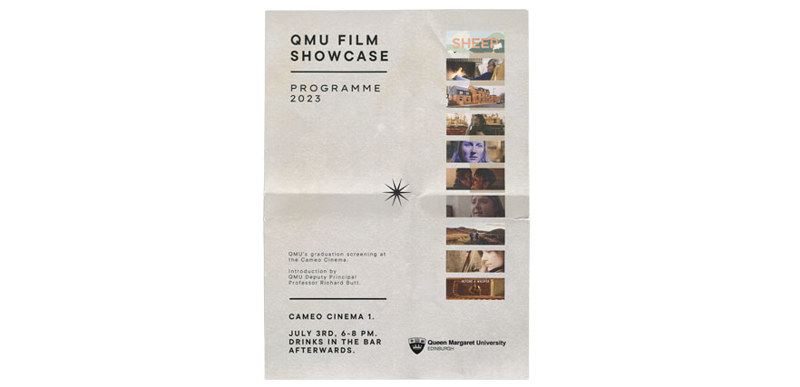 The programme for the 2023 QMU Film Showcase.
