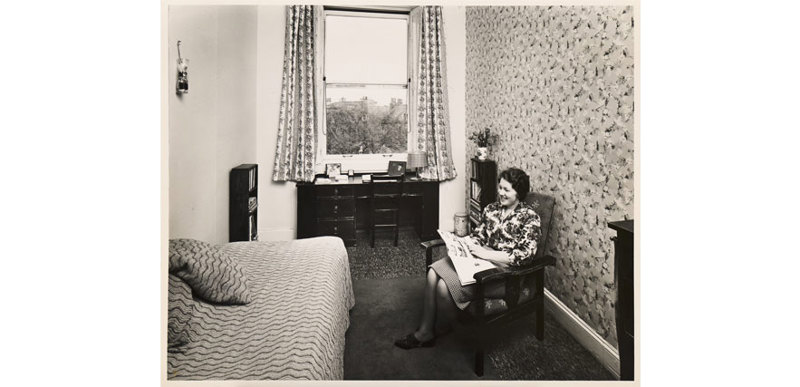 This photo from the 1969-70 prospectus detailing one of the bedrooms at the Melvin House student residence.