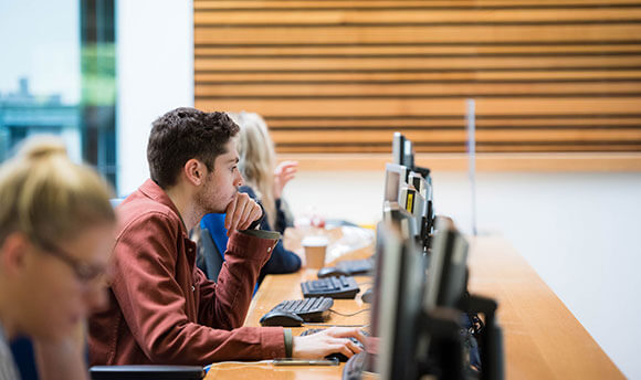 Students working on computers