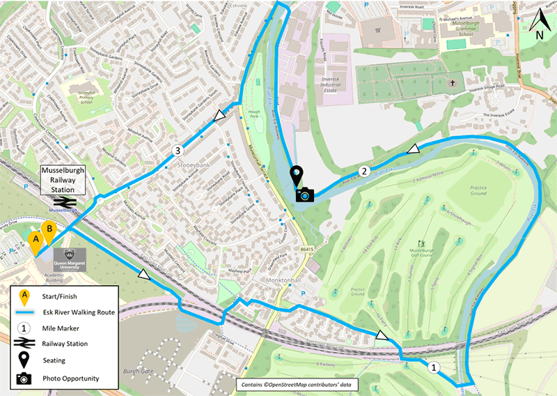 Walking route map for the Esk River