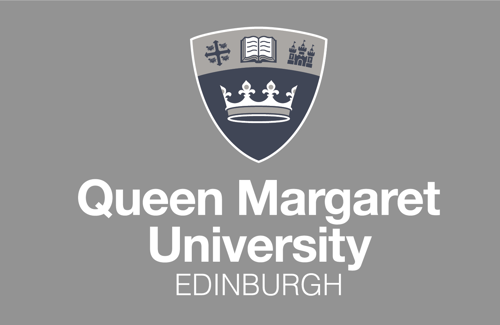 Queen Margaret University Edinburgh logo, a shield bearing an open book & a crown