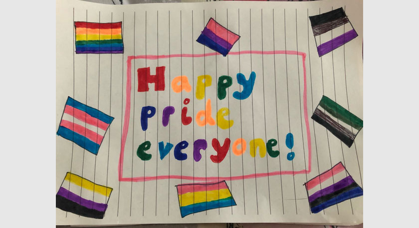 Happy Pride Everyone - A drawing with a selection of pride flags
