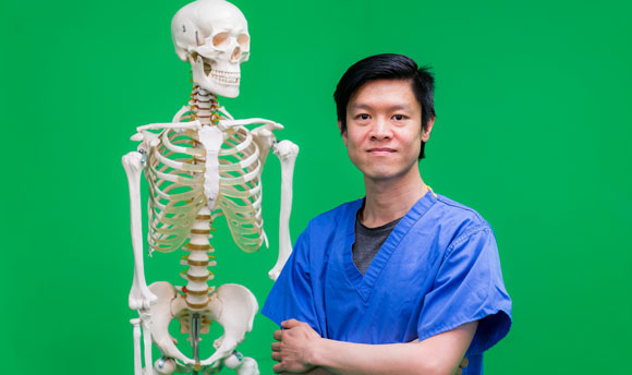 Heathcare Professional with a skeleton
