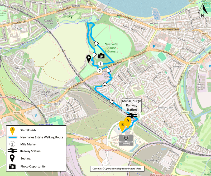 Walking route map for Newhailes Estate