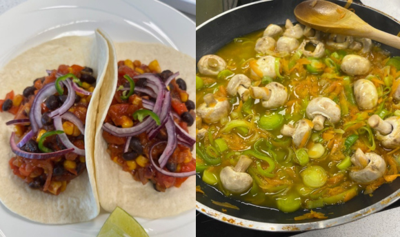 Two Meals; fajitas and mushroom casserole 