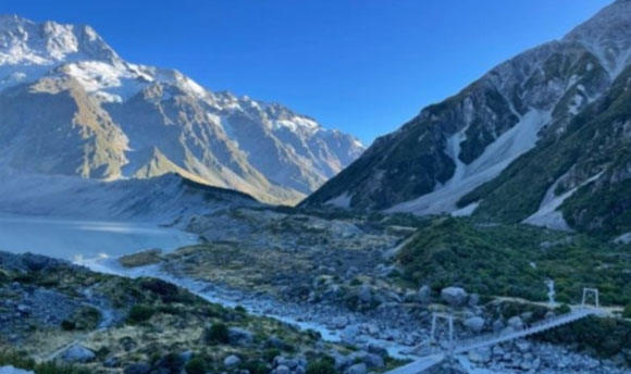 A snowy mountain range