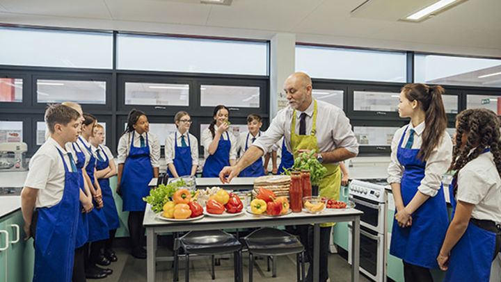 Secondary school Home Economics class in action