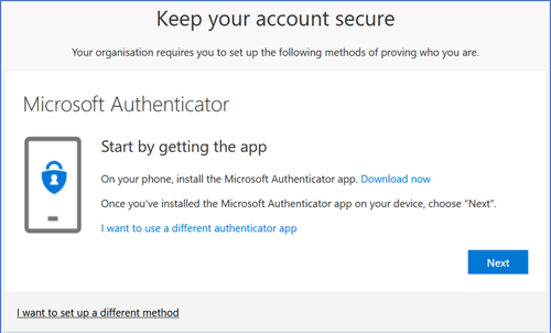 Account security information request from Microsoft Authenticator