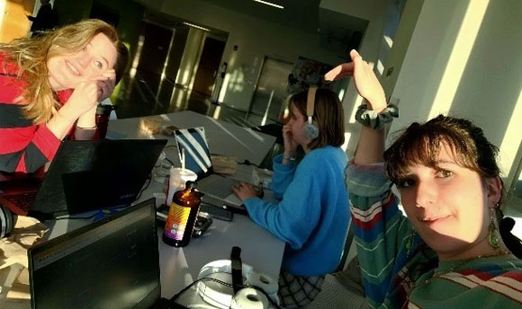 A group of students working together on a project.