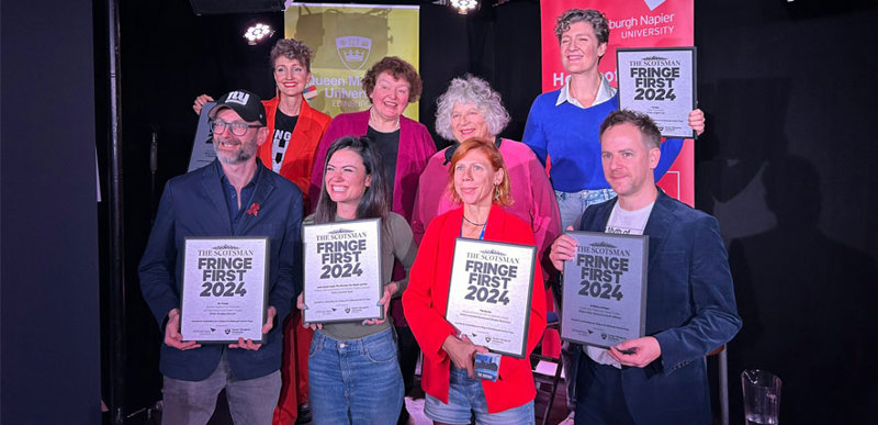 A group of people pose for a photo at the Scotsman Fringe First Awards 2024.