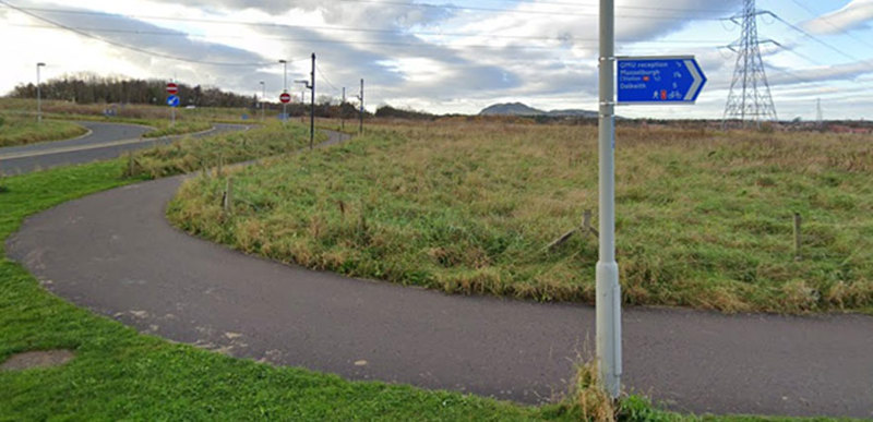 A photograph of one of the cycle paths leading to Queen Margaret University.