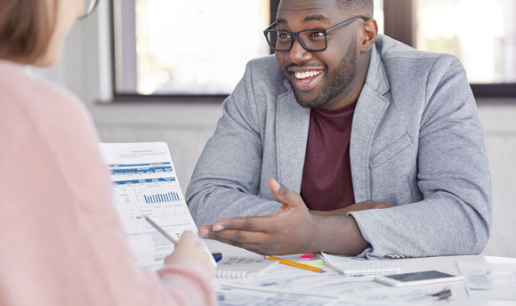 Male in a business meeting