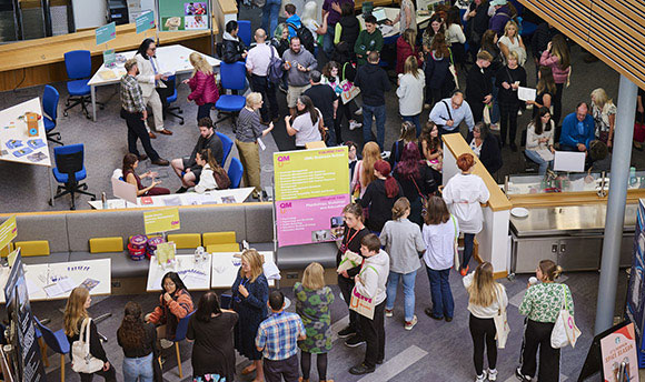 A crowd of people at one of QMU's Open Days