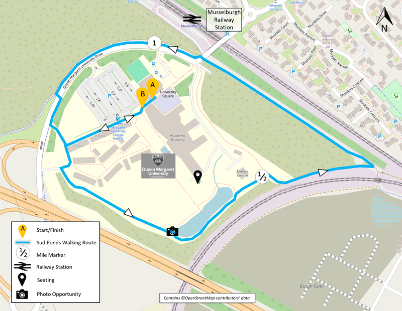 Walking route map for Suds Pond
