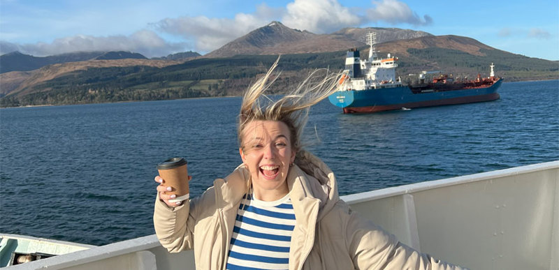 Essi Eskelinen on a boat trip to Arran