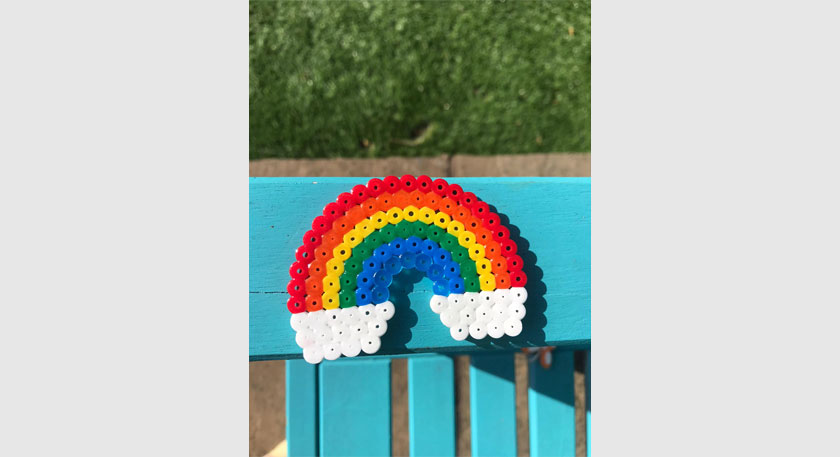 A rainbow made with beads