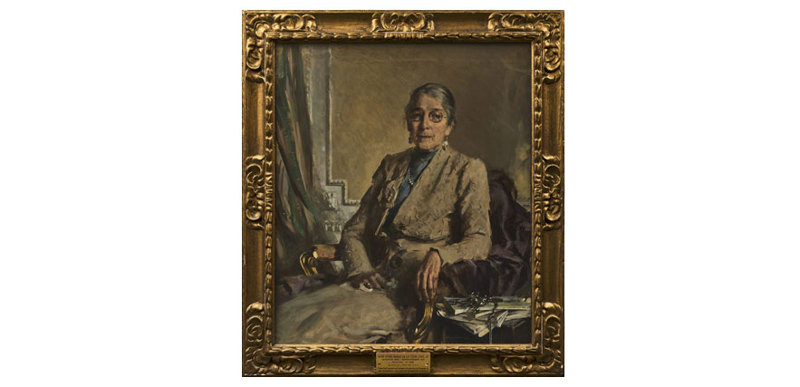 This is a portrait of Ethel De La Cour, who was the first professional principal of Edinburgh College of Domestic Science. She was in post from 1909 until 1930.
