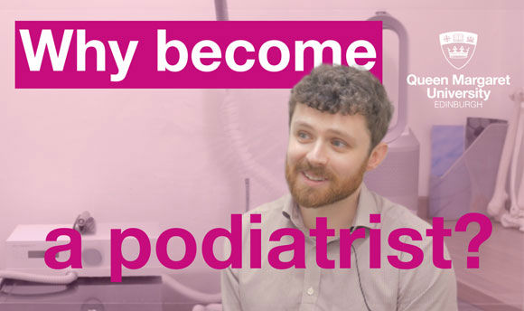 A photo of Robert McCririck with the text "Why become a podiatrist?" alongside him.